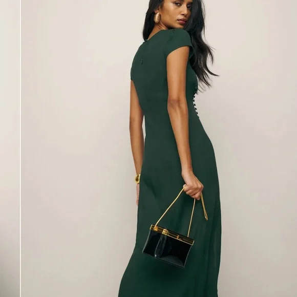 Reformation Emerald Green Frazier Dress 10 - Picture 4 of 8